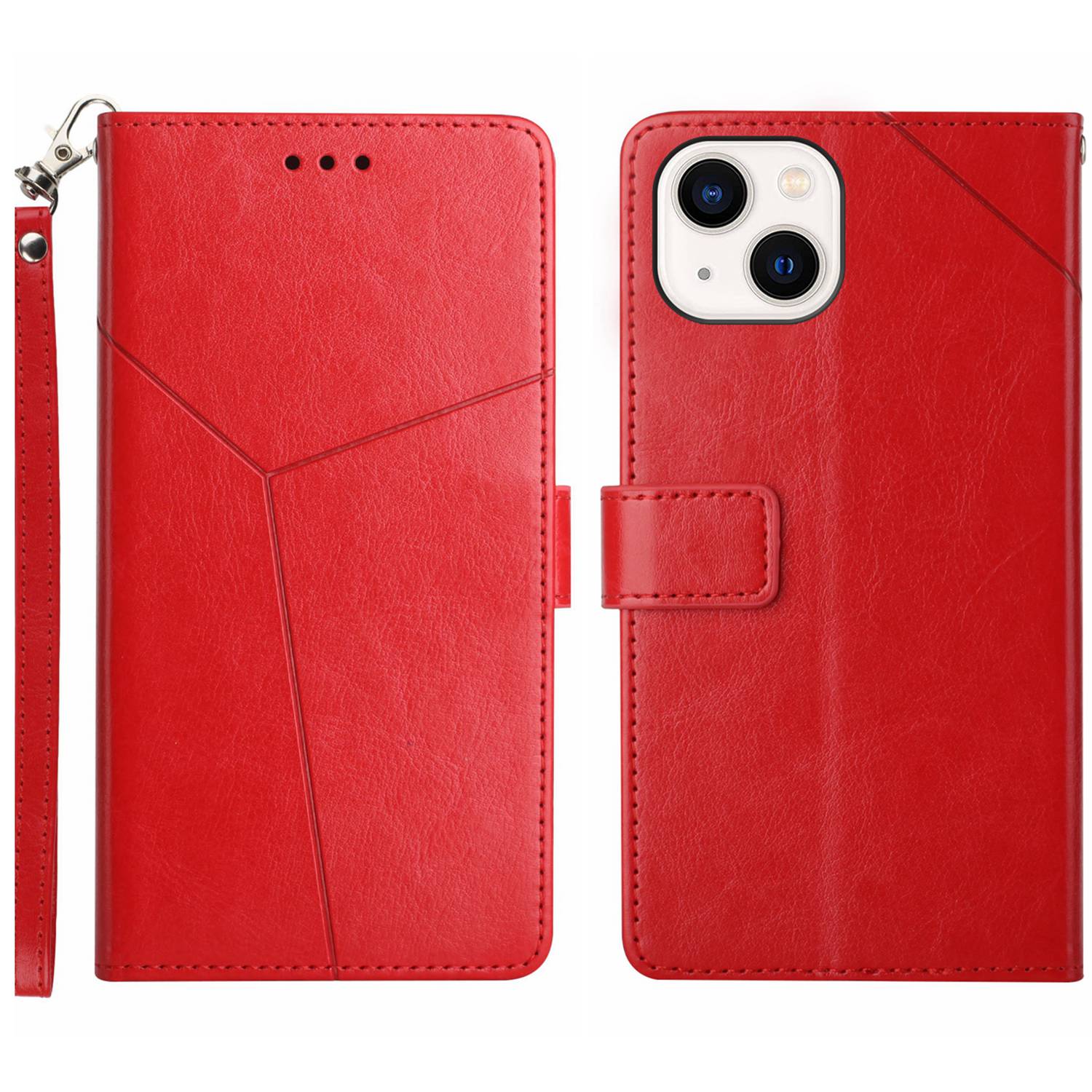 HT01 pouzdro na telefon pro iPhone 15 Plus Potisk čáry ve tvaru Y PU kožený stojánek na peněženku proti pádu HT01 pouzdro na telefon pro iPhone 15 Plus Potisk čáry ve tvaru Y PU kožený stojánek na peněženku proti pádu
